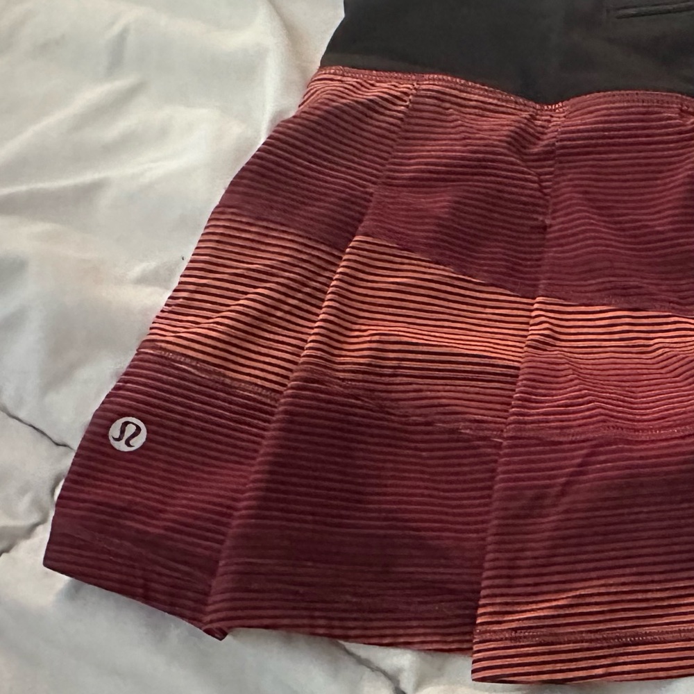 Lululemon Striped Athletic Skirt in Burgundy and Black